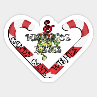 Christmas Print, CANDY CANE WISHES & MISTLETOE KISSES, Gift Products Sticker